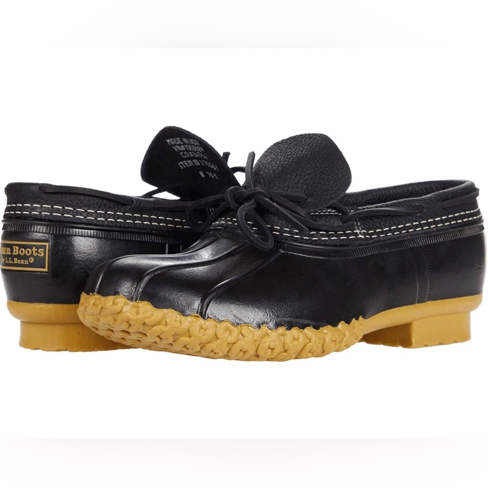 LL Bean Women’s Bean Boots Rubber Moc Black Shoes Womens Rain Outdoor size 7